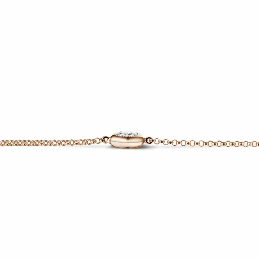 0.30 quilates pulsera diamante satélite en oro rojo 