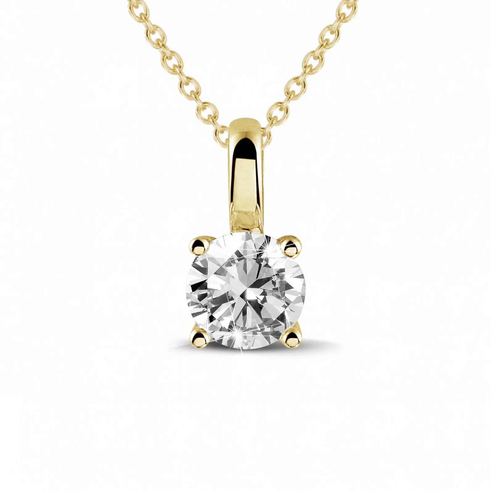 0.50 quilates colgante solitario en oro amarillo con diamante redondo y 4 grapas 