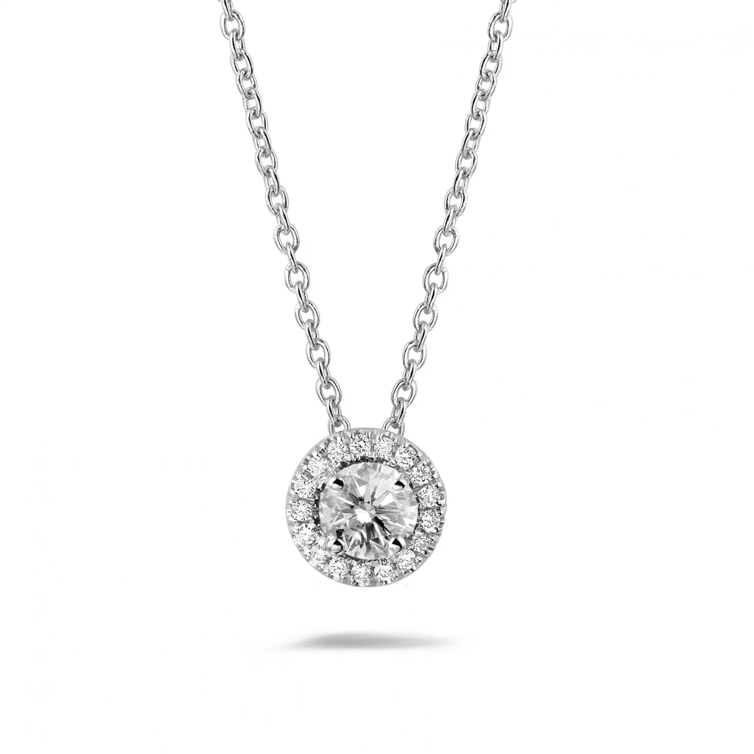 0.50 quilates halo gargantilla diamante en platino 