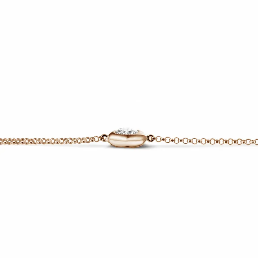0.50 quilates pulsera diamante satélite en oro rojo 