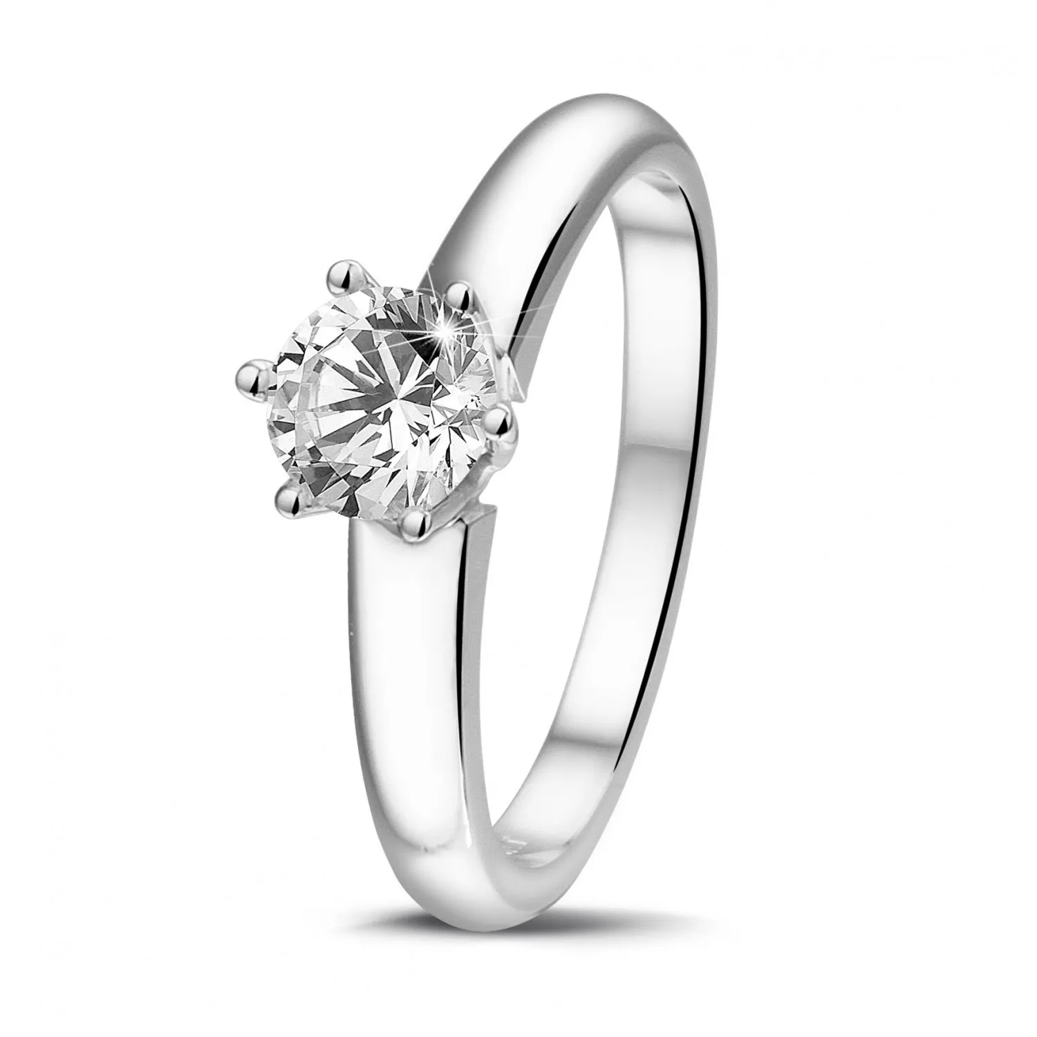 0.70 quilates anillo solitario diamante con 6 grapas en oro blanco 