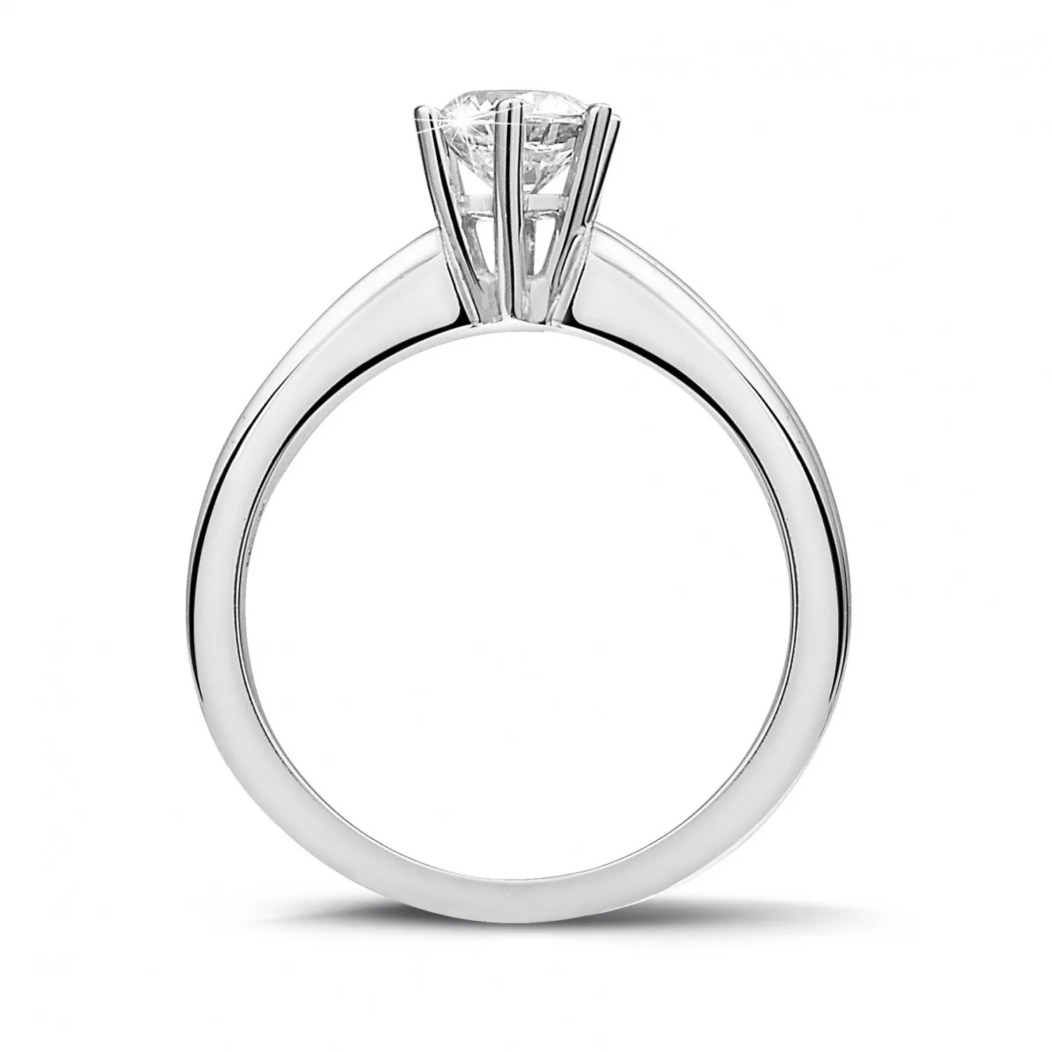 0.70 quilates anillo solitario diamante con 6 grapas en oro blanco 