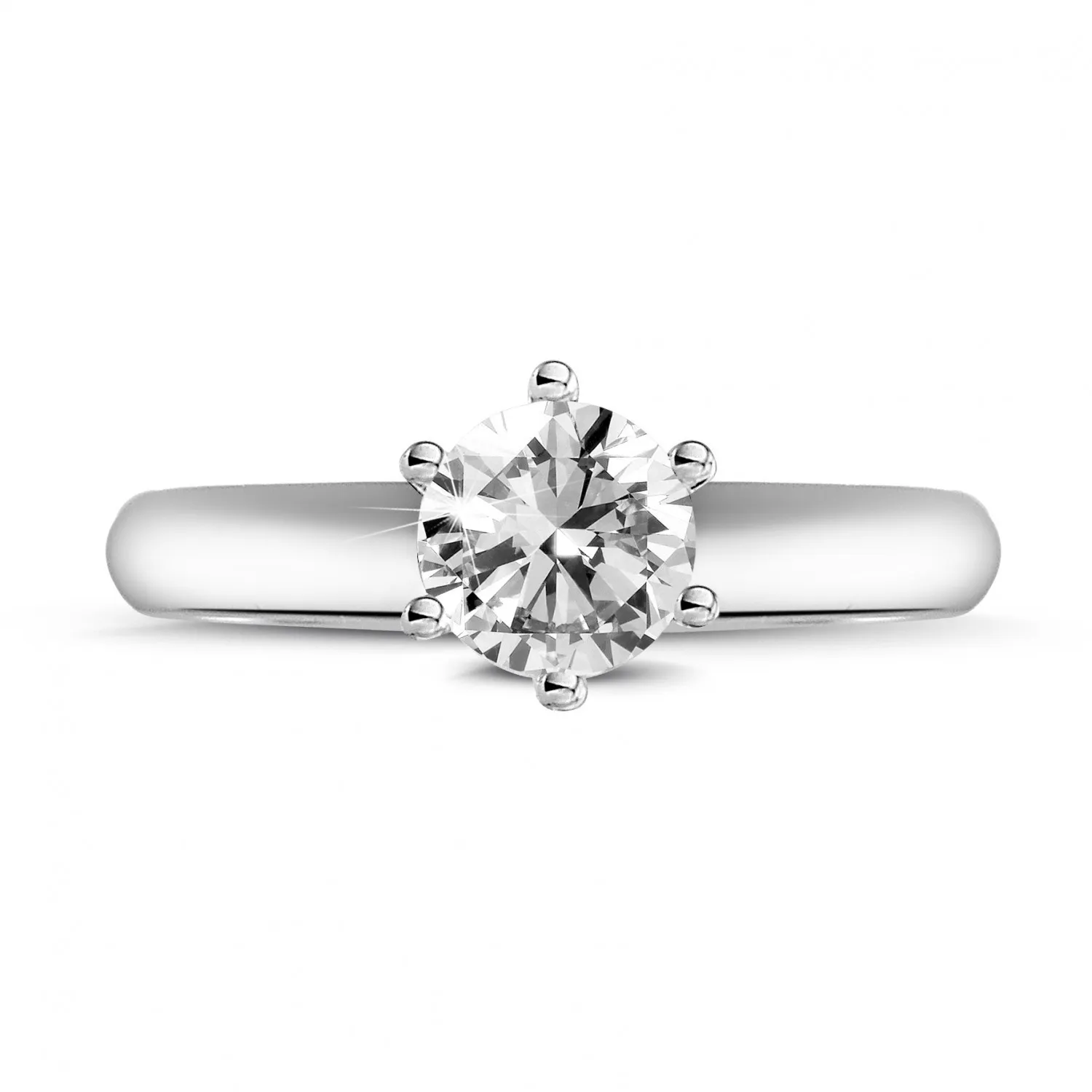 0.70 quilates anillo solitario diamante con 6 grapas en oro blanco 