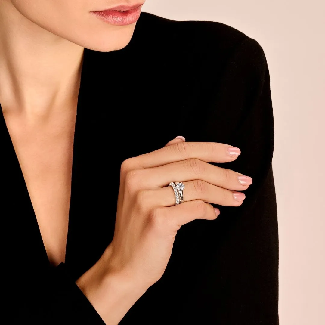0.70 quilates anillo solitario diamante con 6 grapas en oro blanco 