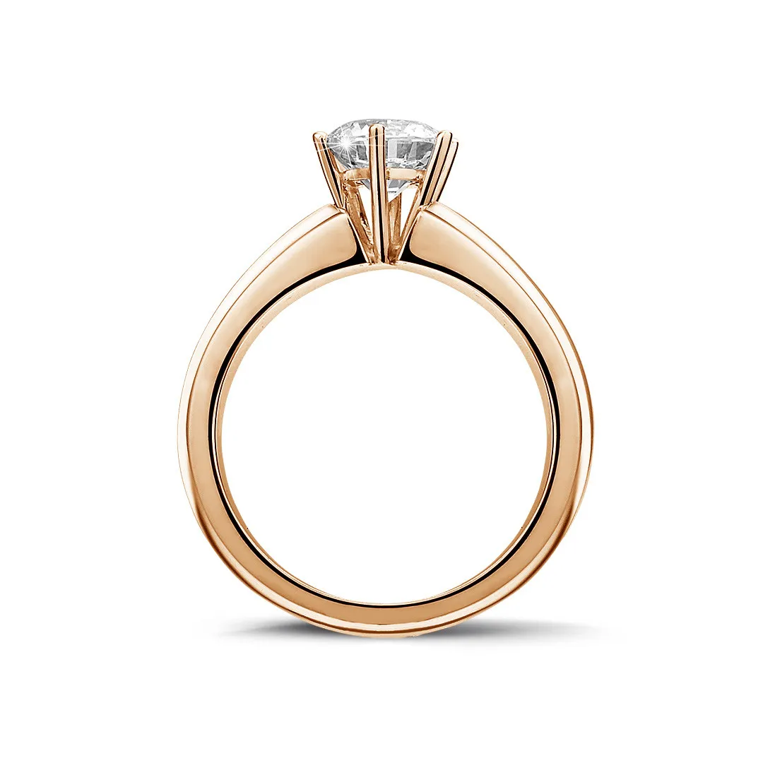 0.90 quilates anillo solitario diamante con 6 grapas en oro rojo 
