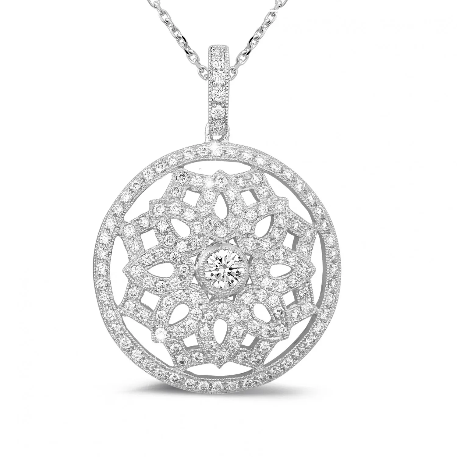 1.10 quilates colgante diamante en oro blanco 