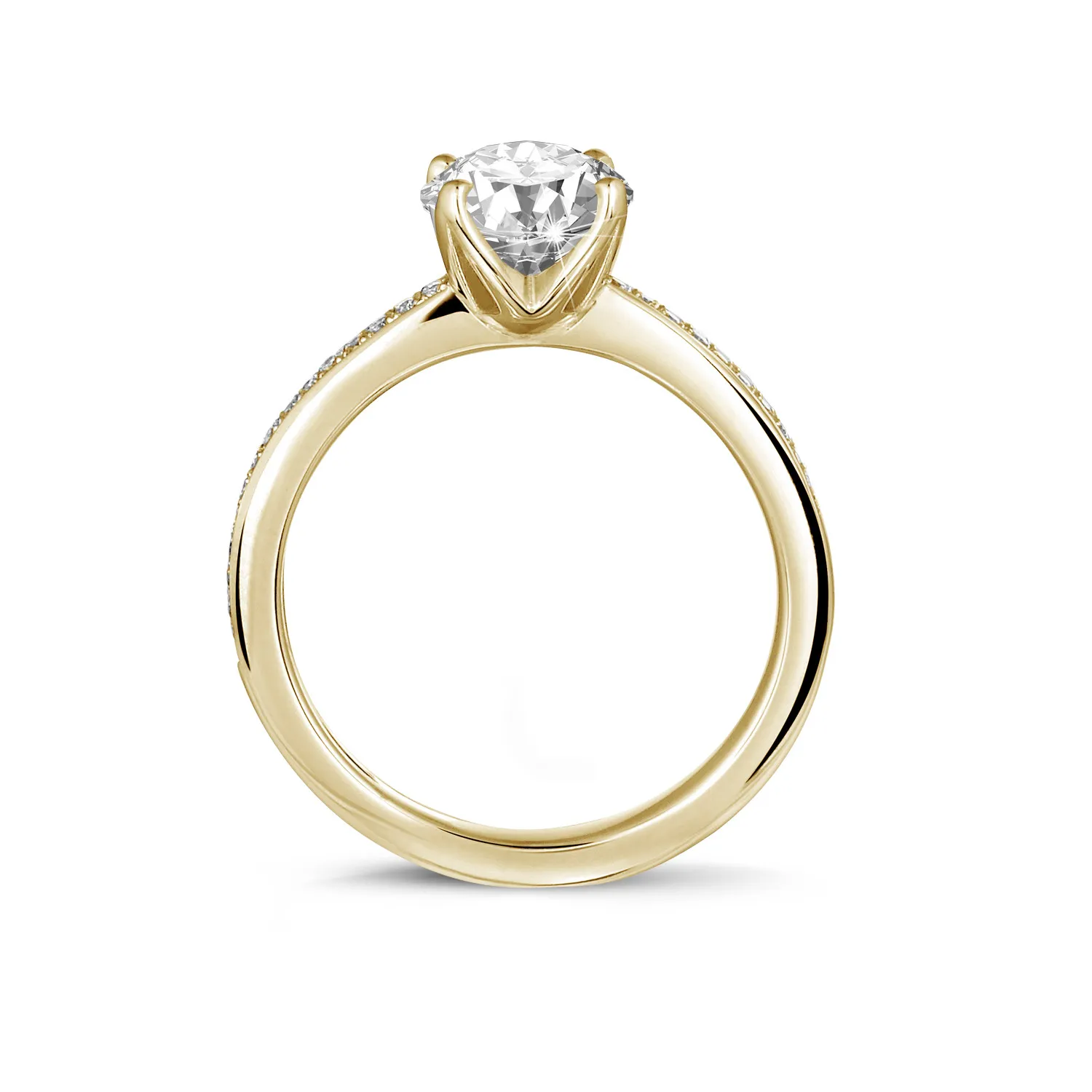 1.25 quilates anillo solitario en oro amarillo con diamantes en los lados 
