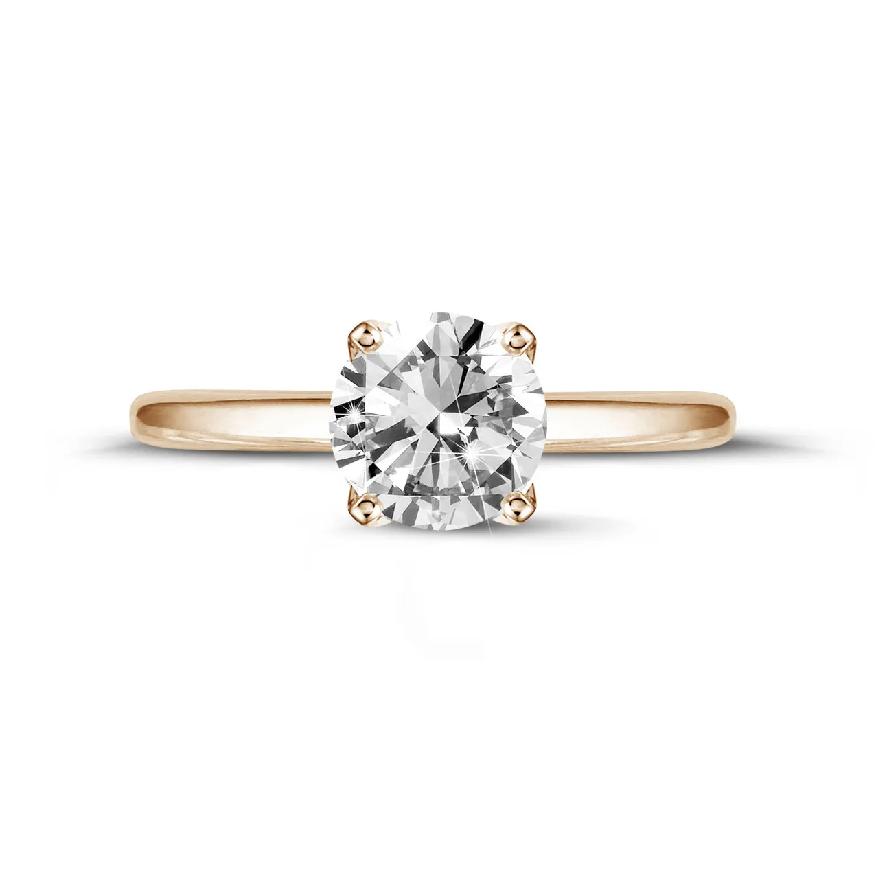 1.25 quilates anillo solitario en oro rojo con diamante redondo 
