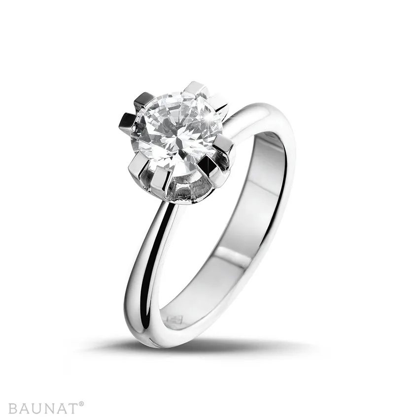 1.50 quilates anillo solitario diamante diseño en platino con ocho garras 