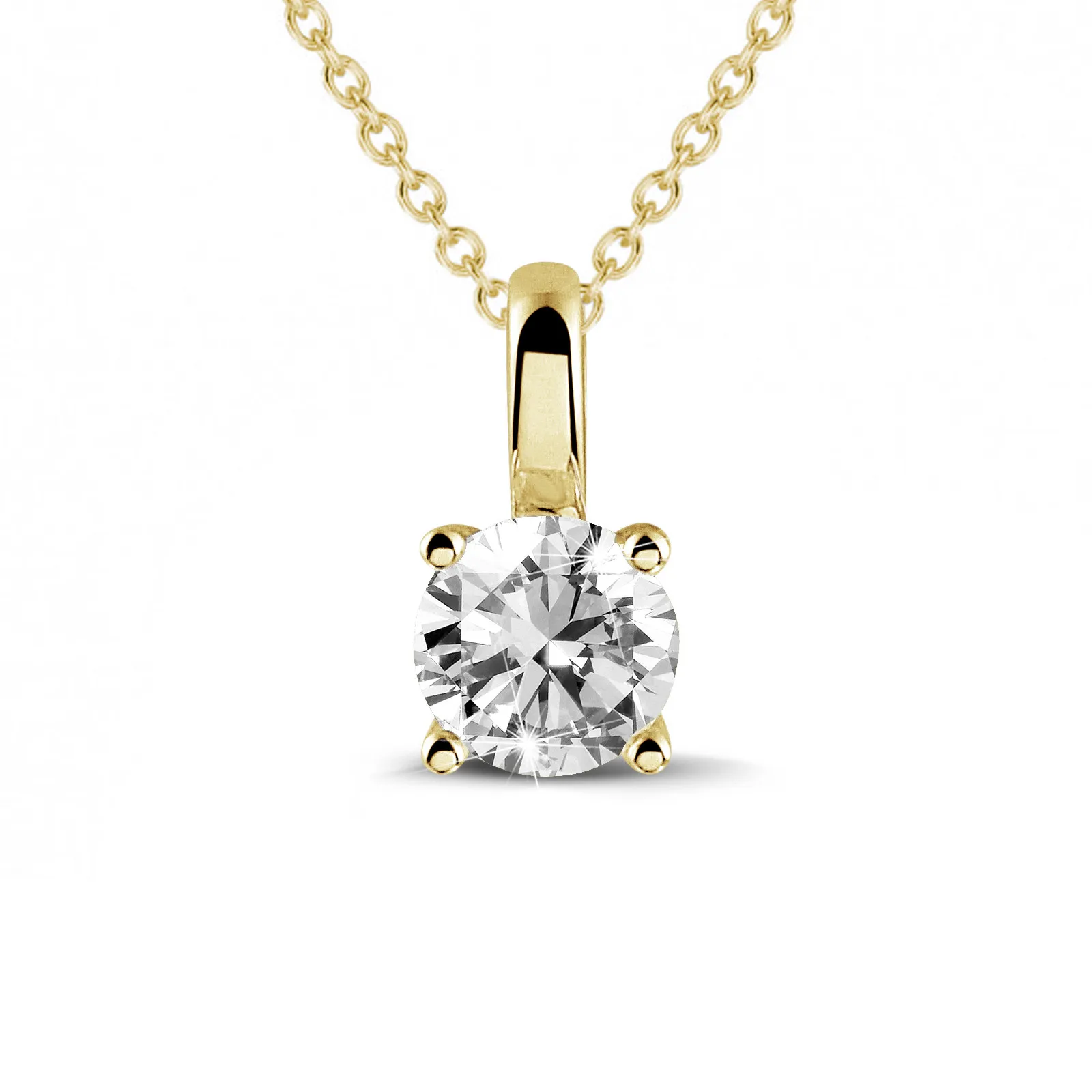 1.50 quilates colgante solitario en oro amarillo con diamante redondo y 4 grapas 