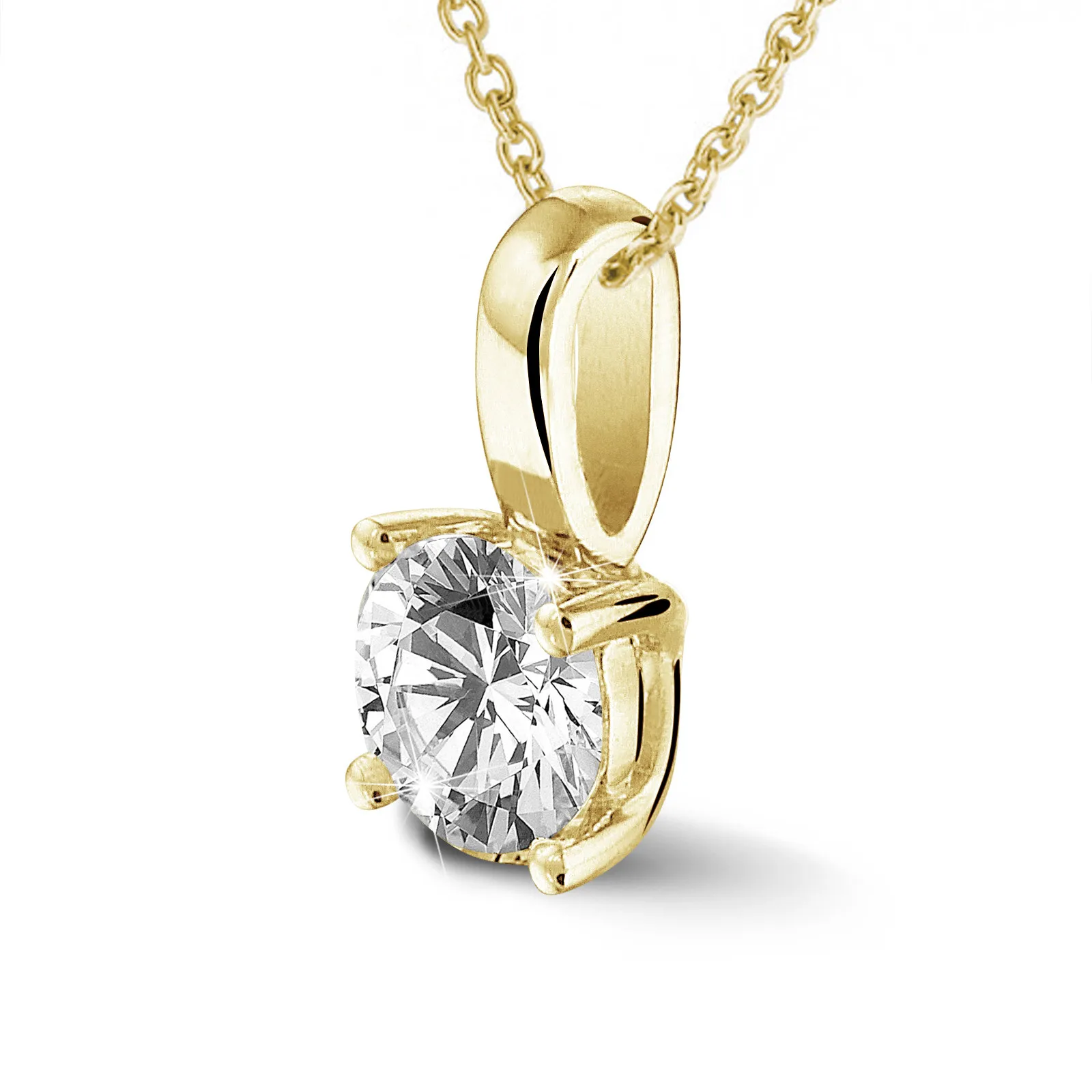 1.50 quilates colgante solitario en oro amarillo con diamante redondo y 4 grapas 