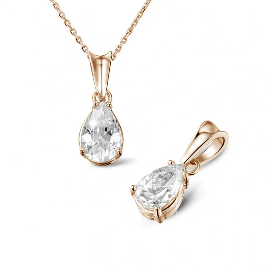 1.50 quilates colgante solitario en oro rojo con diamante en forma de pera 