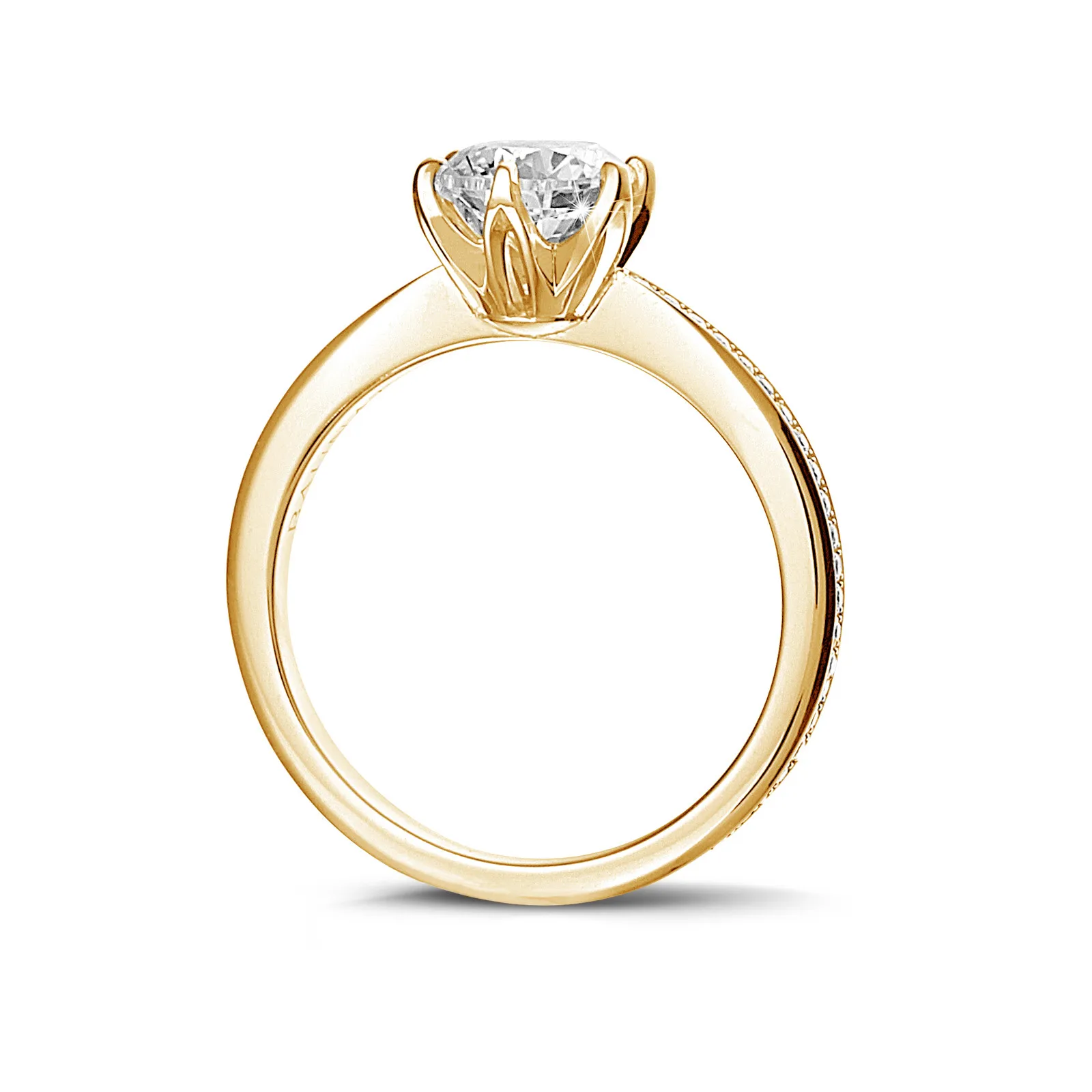2.00 quilates anillo solitario en oro amarillo con diamantes en los lados 