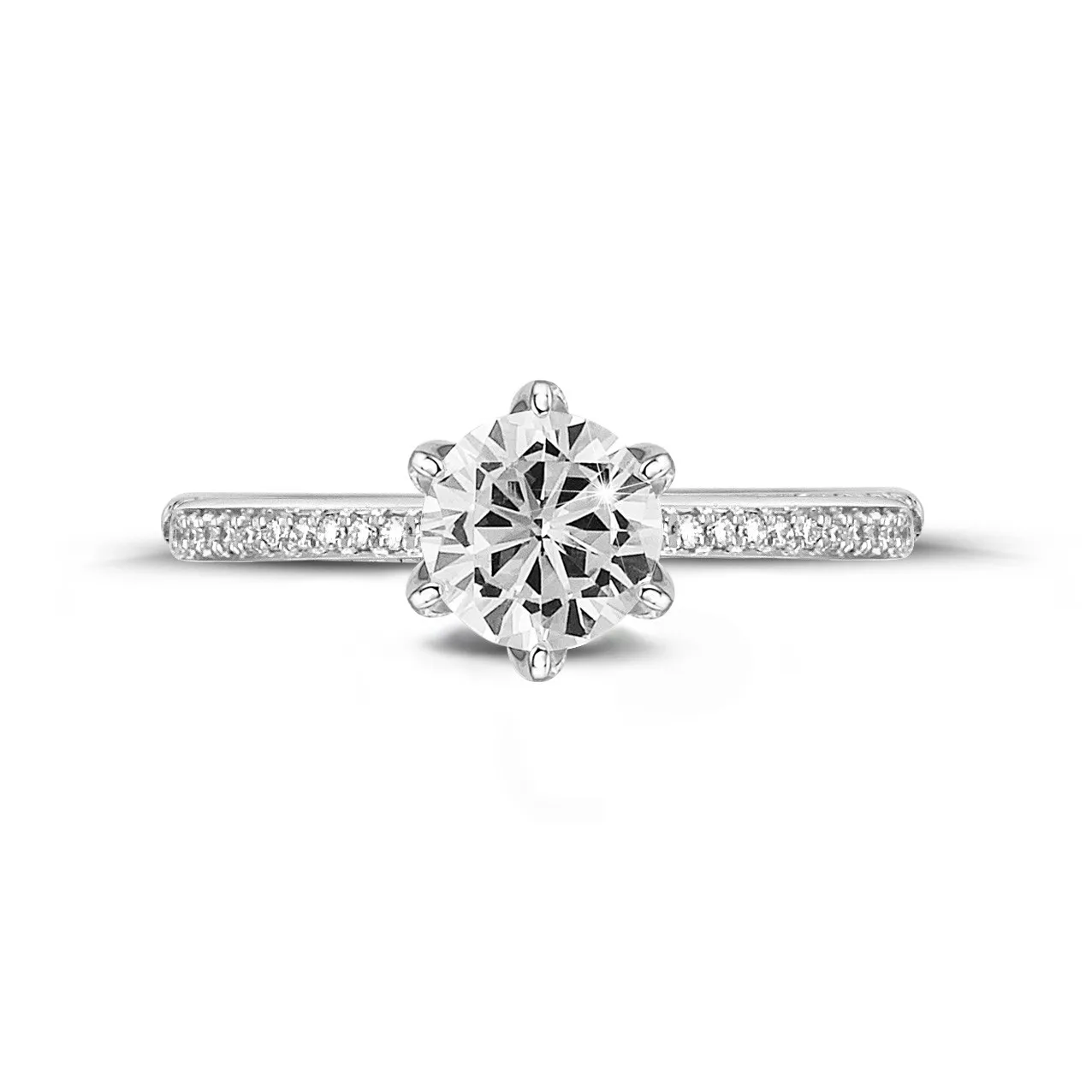 2.00 quilates anillo solitario en oro blanco con diamantes en los lados 