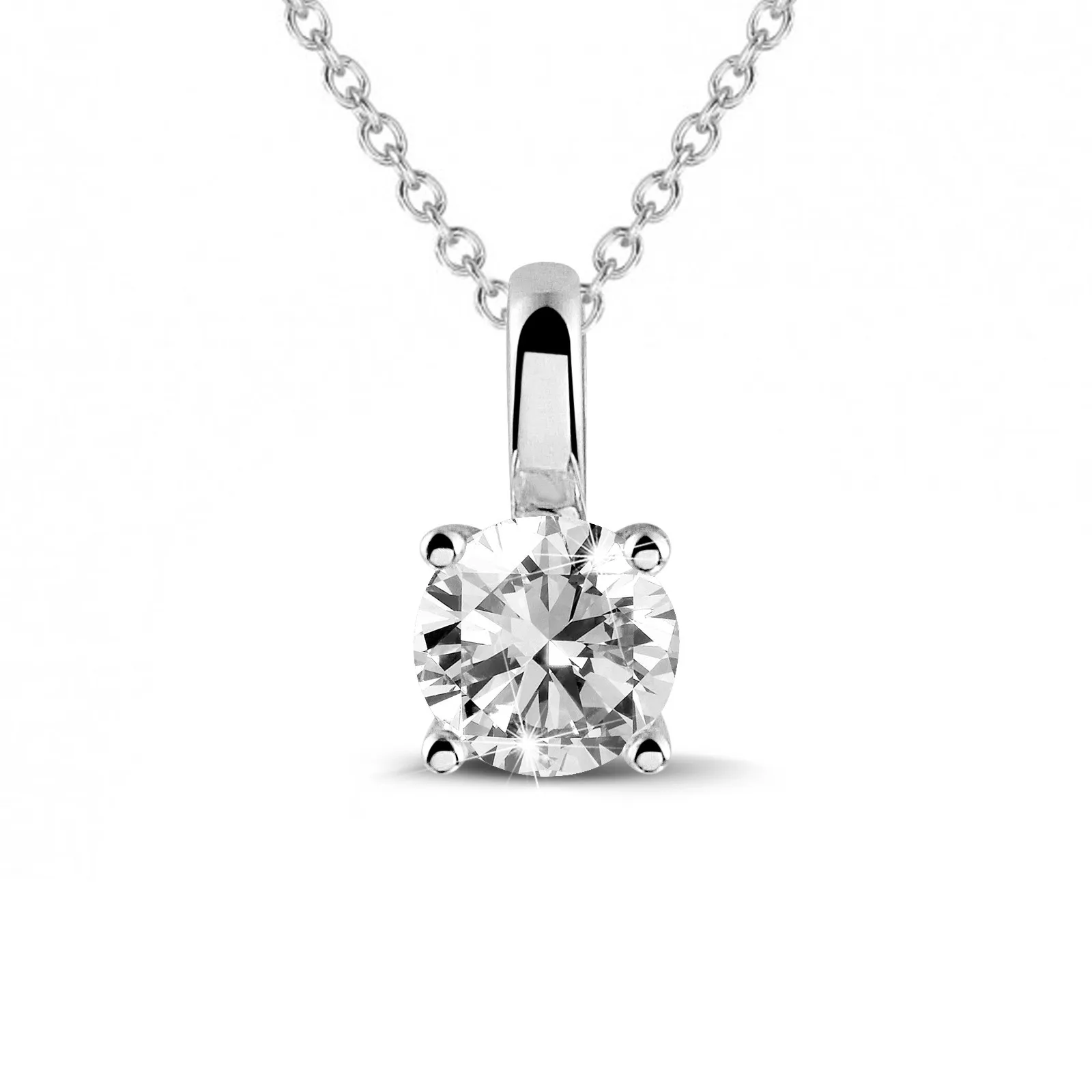 2.00 quilates colgante solitario en oro blanco con diamante redondo y 4 grapas 