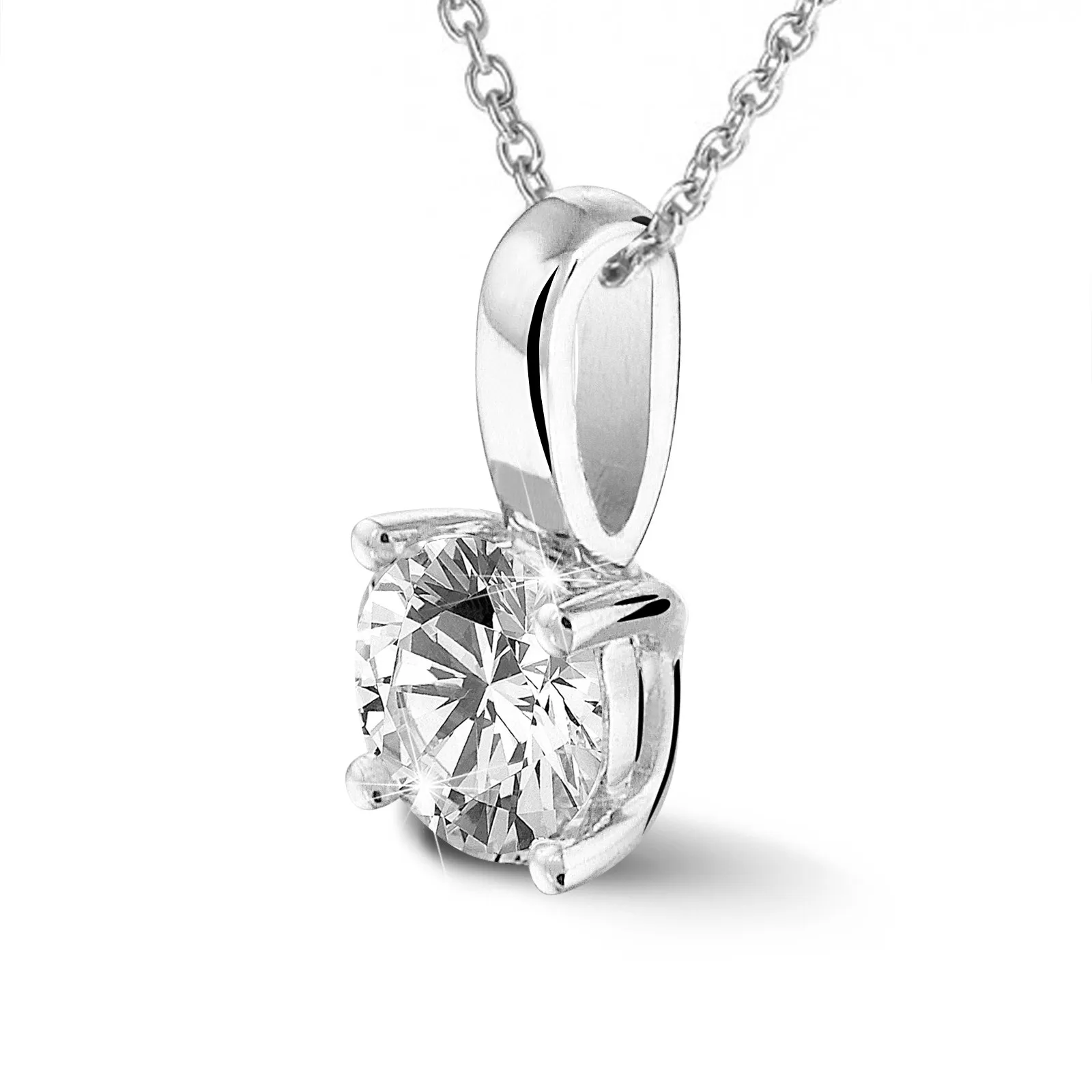 2.00 quilates colgante solitario en oro blanco con diamante redondo y 4 grapas 