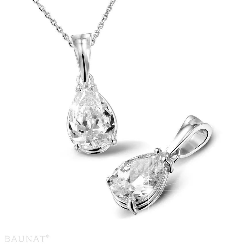 2.00 quilates colgante solitario en platino con diamante en forma de pera 
