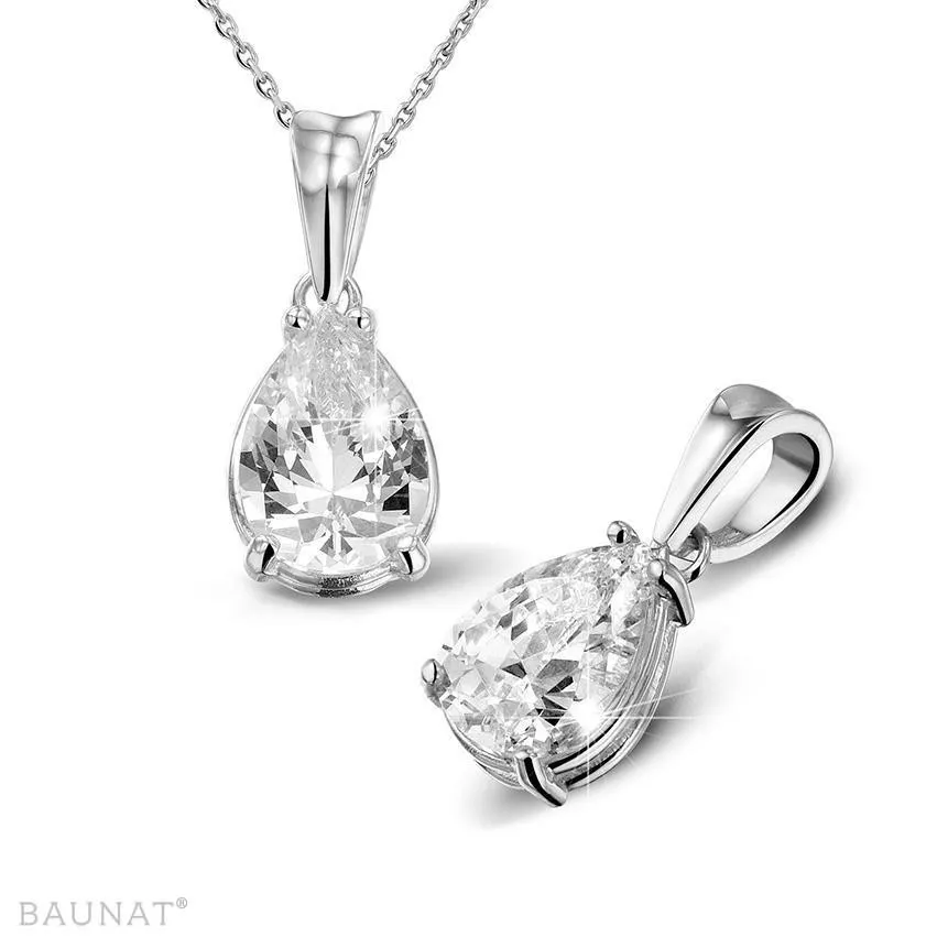 2.50 quilates colgante solitario en platino con diamante en forma de pera 