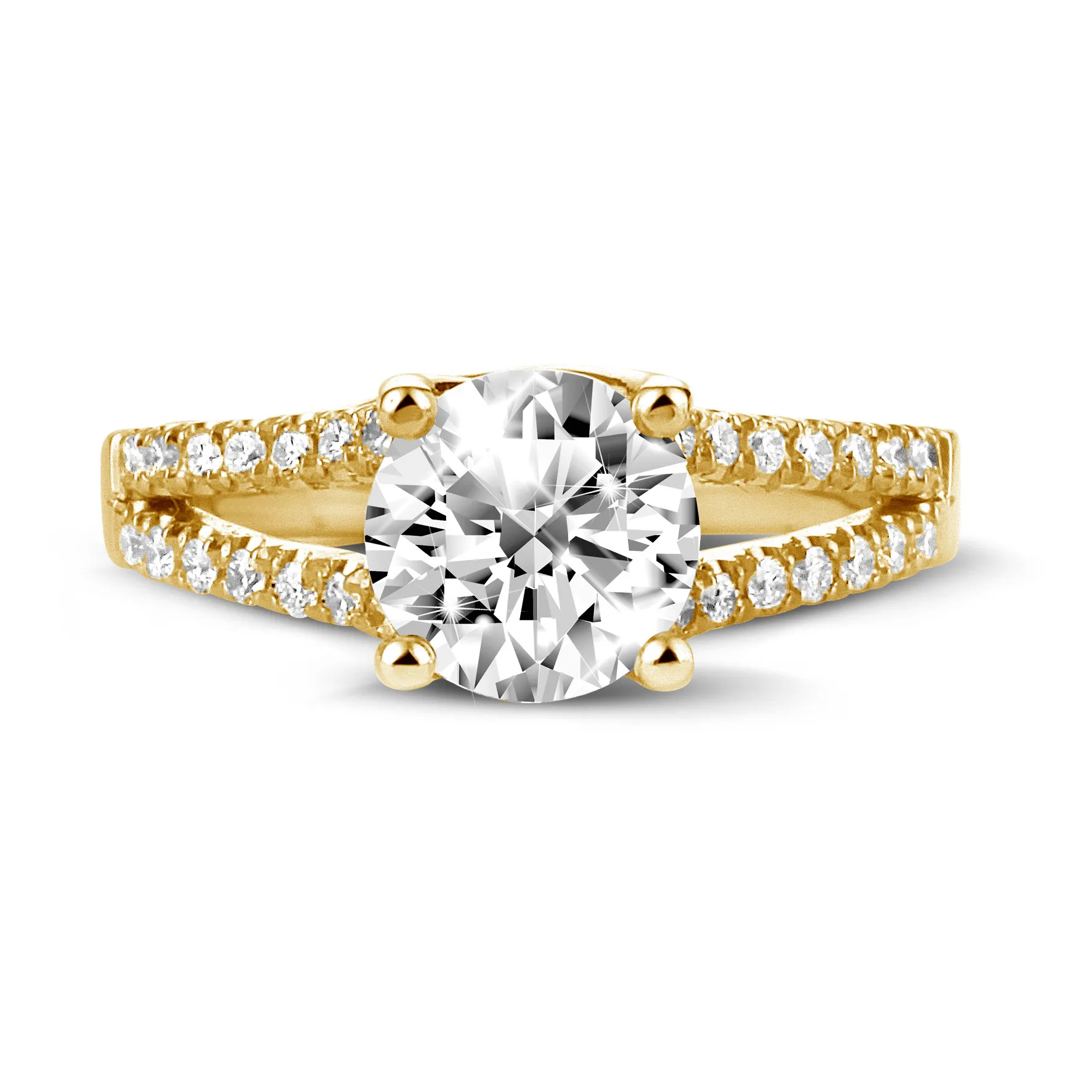 3.00 quilates anillo solitario en oro amarillo con diamantes laterales 
