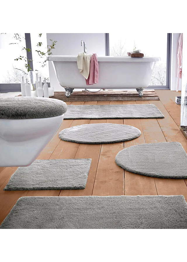 Alfombra de baño de calidad y especialmente suave Plateado