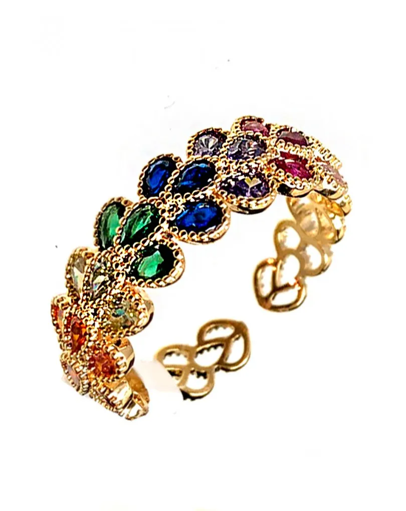 ANILLOS DE MUJER DORADOS CON PRECIOSO DISEÑO MULTICOLOR