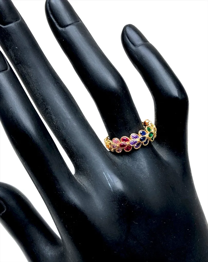 ANILLOS DE MUJER DORADOS CON PRECIOSO DISEÑO MULTICOLOR