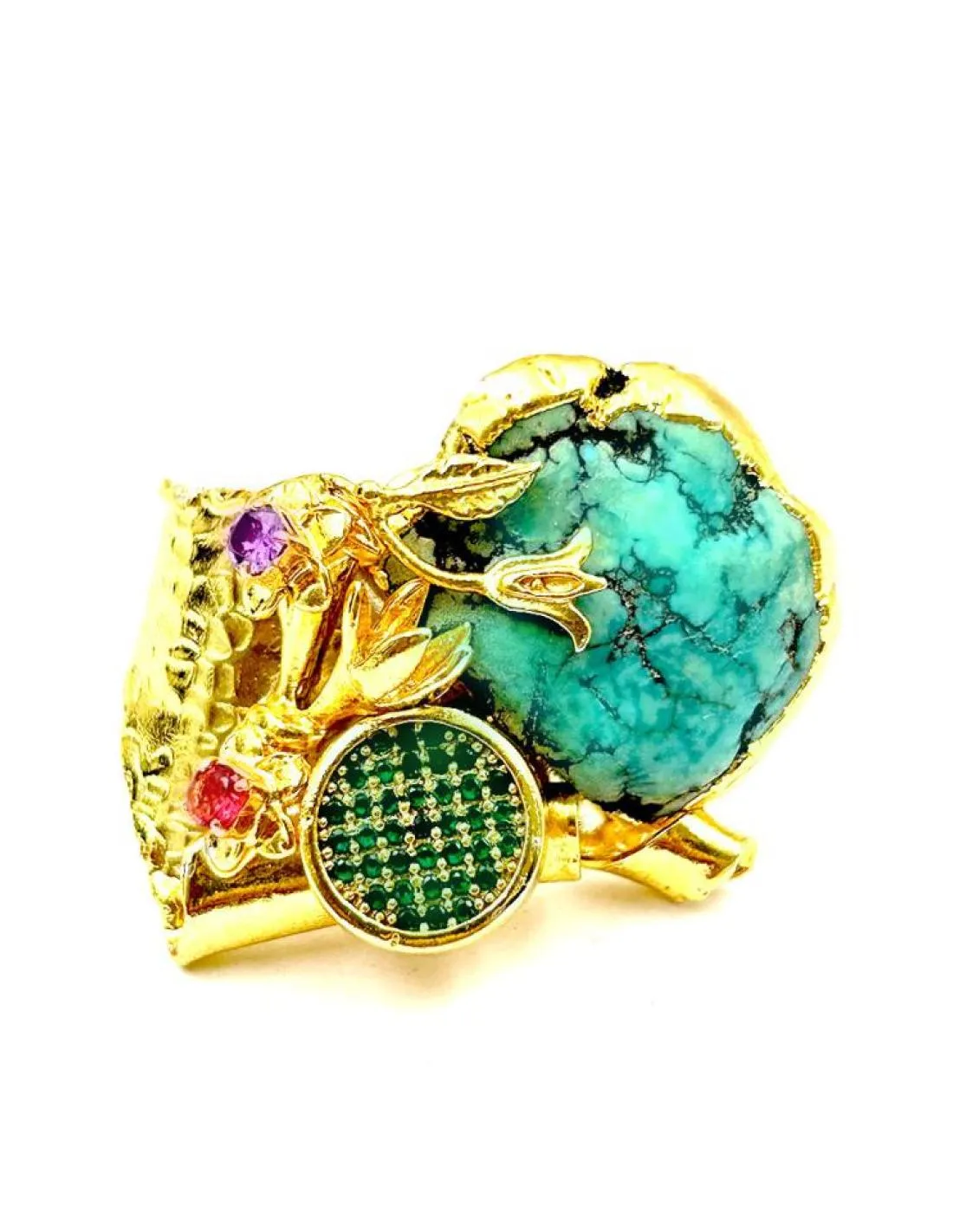ANILLOS DORADOS DE MUJER CON PIEDRA TURQUESA Y DISEÑO EXCLUSIVO