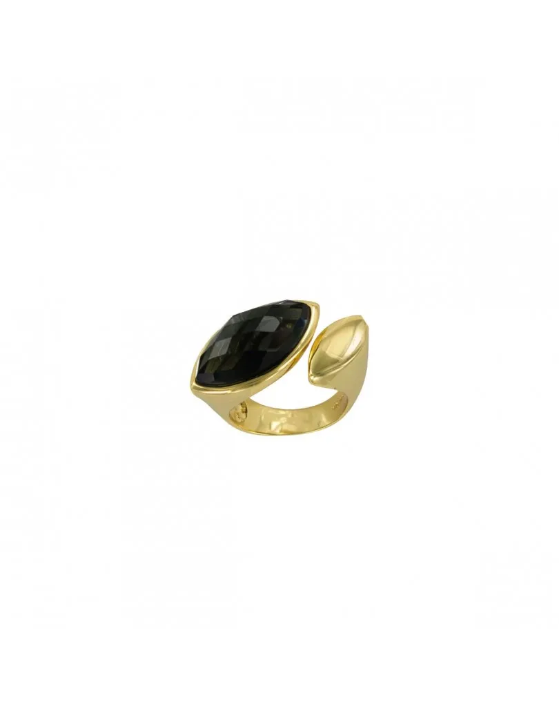 ANILLOS PIEDRA CHAPADOS CON DISEÑO EN COLOR NEGRO