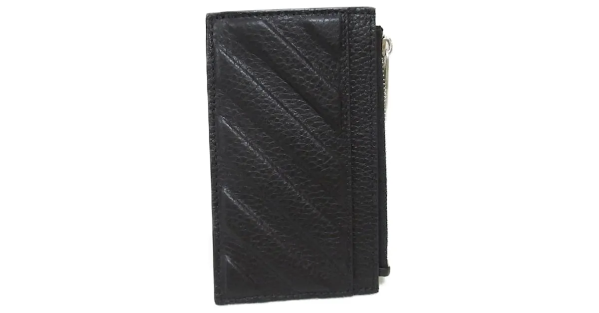 AUTRE MARQUE ESTUCHE DE TARJETAS DE VISITA DE CUERO OFFWHITE NEGRO BLANCO ROTO 