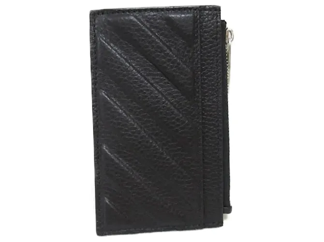 AUTRE MARQUE ESTUCHE DE TARJETAS DE VISITA DE CUERO OFFWHITE NEGRO BLANCO ROTO 
