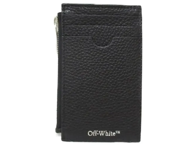 AUTRE MARQUE ESTUCHE DE TARJETAS DE VISITA DE CUERO OFFWHITE NEGRO BLANCO ROTO 