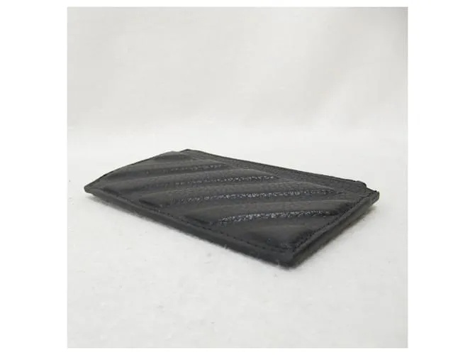 AUTRE MARQUE ESTUCHE DE TARJETAS DE VISITA DE CUERO OFFWHITE NEGRO BLANCO ROTO 