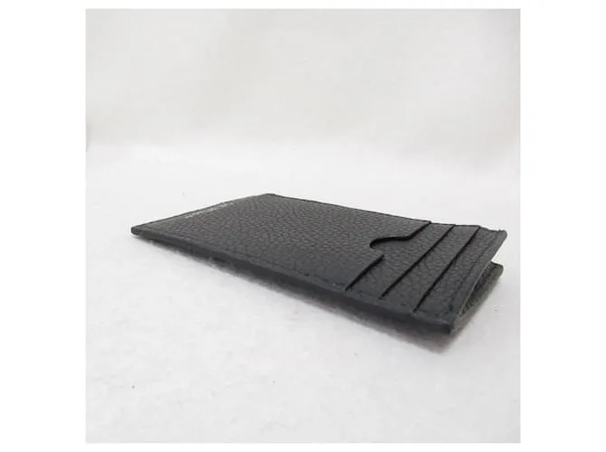 AUTRE MARQUE ESTUCHE DE TARJETAS DE VISITA DE CUERO OFFWHITE NEGRO BLANCO ROTO 