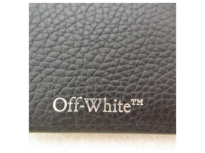 AUTRE MARQUE ESTUCHE DE TARJETAS DE VISITA DE CUERO OFFWHITE NEGRO BLANCO ROTO 