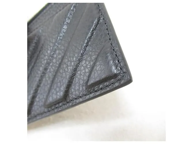 AUTRE MARQUE ESTUCHE DE TARJETAS DE VISITA DE CUERO OFFWHITE NEGRO BLANCO ROTO 