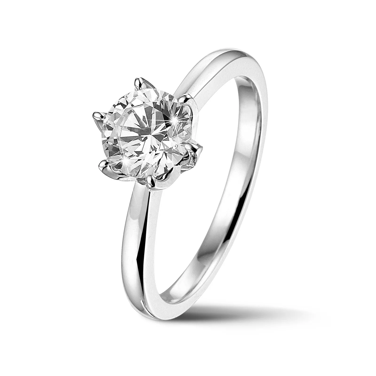BAUNAT ICONIC 3.00 QUILATES ANILLO SOLITARIO EN ORO BLANCO CON DIAMANTE REDONDO DE CALIDAD EXCEPCIONAL (DIFEXNONE FLUORESCENC