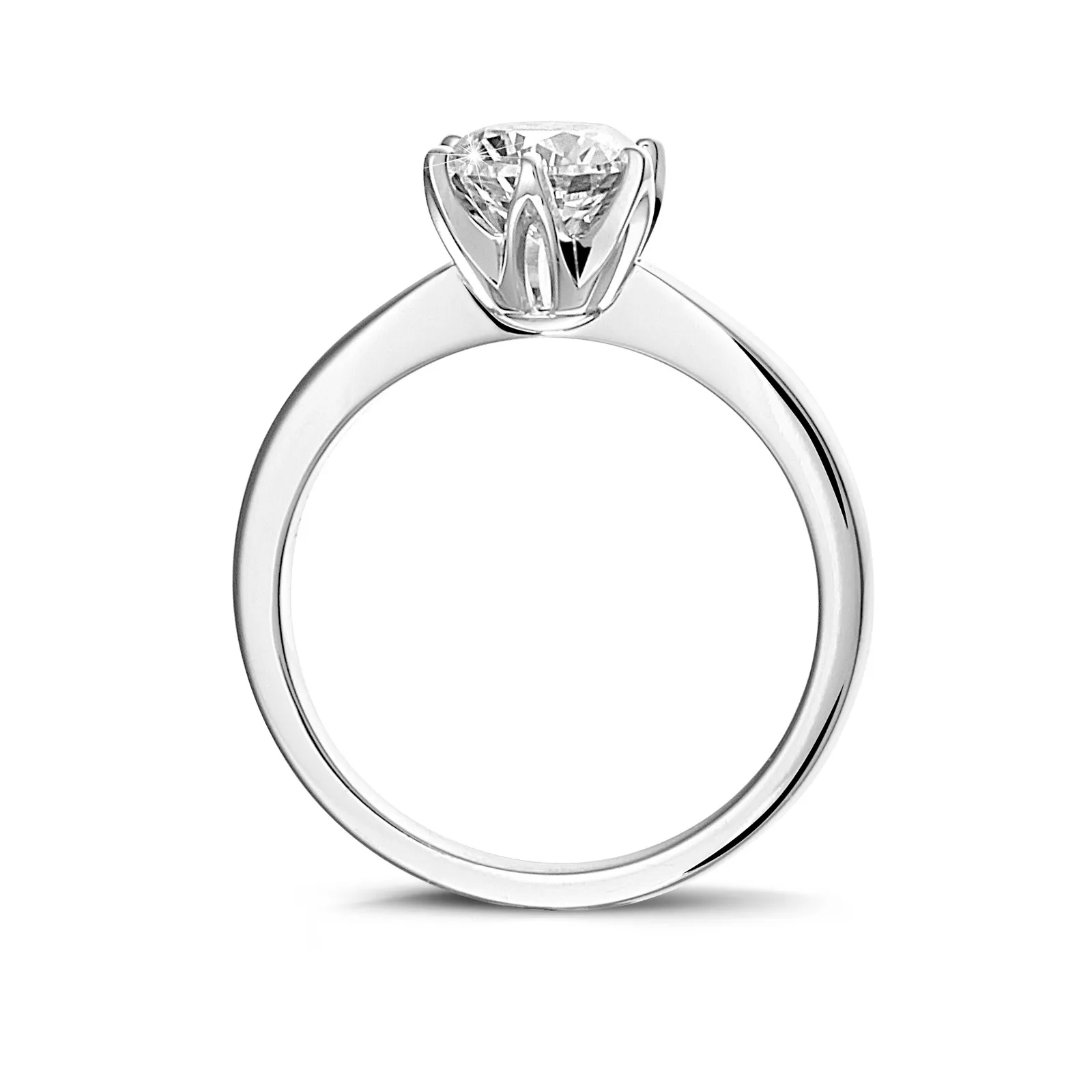 BAUNAT ICONIC 3.00 QUILATES ANILLO SOLITARIO EN ORO BLANCO CON DIAMANTE REDONDO DE CALIDAD EXCEPCIONAL (DIFEXNONE FLUORESCENC