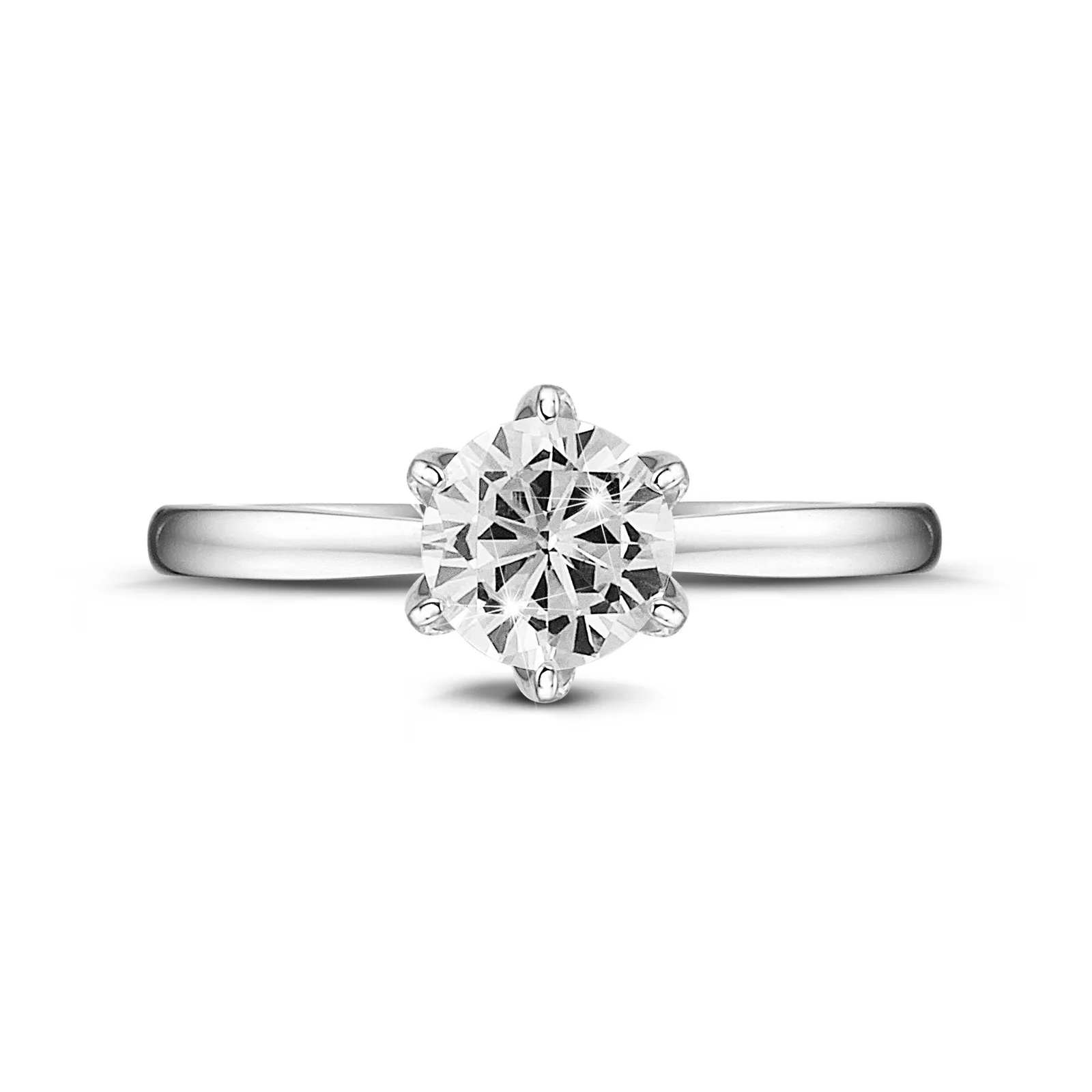 BAUNAT ICONIC 3.00 QUILATES ANILLO SOLITARIO EN ORO BLANCO CON DIAMANTE REDONDO DE CALIDAD EXCEPCIONAL (DIFEXNONE FLUORESCENC