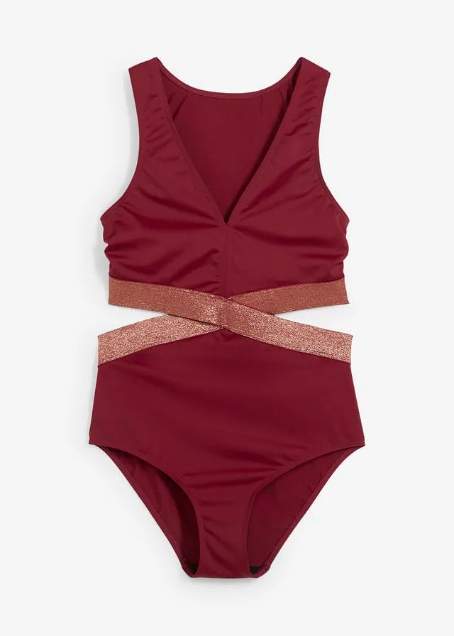 Bañador exclusivo Rojo rubí/dorado