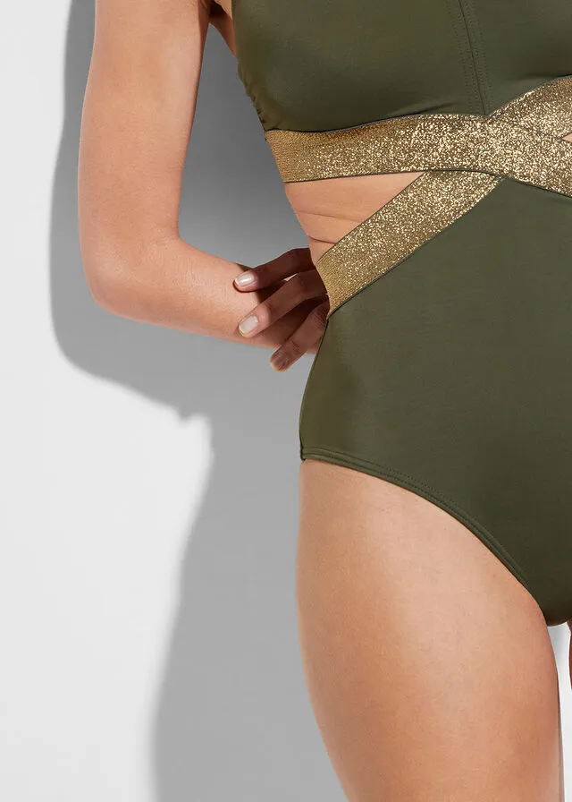 Bañador exclusivo verde/oro