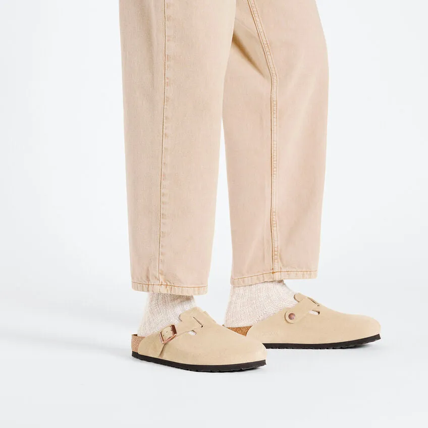 Birkenstock Boston Suede Leather Latte Cream 1026181