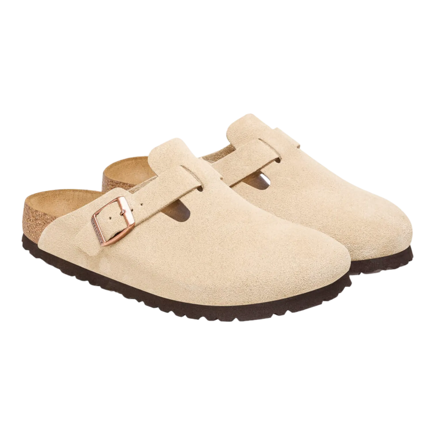 Birkenstock Boston Suede Leather Latte Cream 1026181
