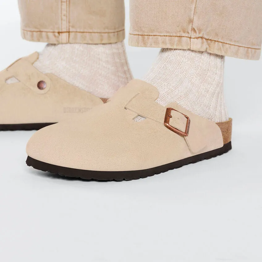 Birkenstock Boston Suede Leather Latte Cream 1026181
