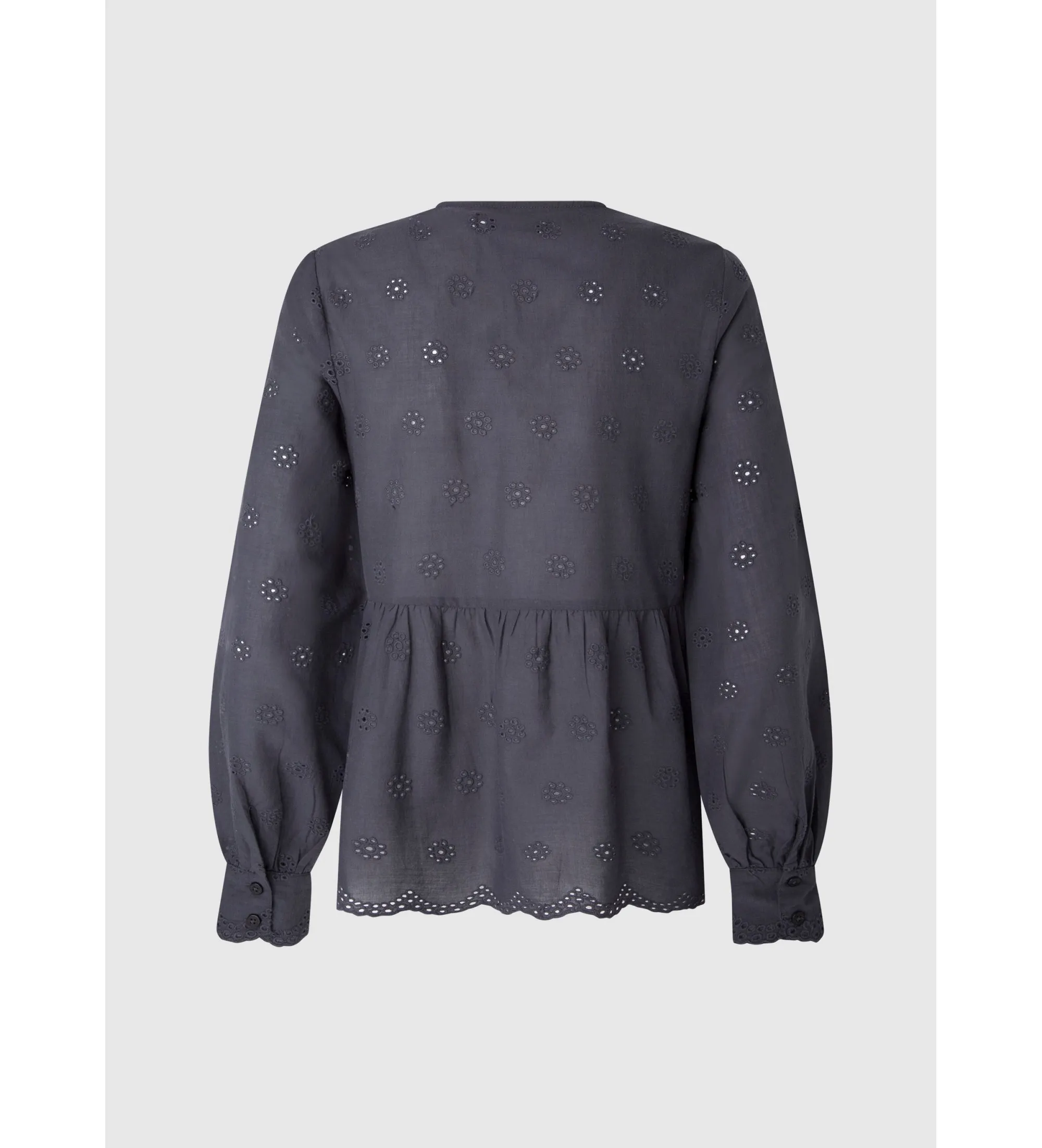 Blusa Con Detalles Calados gris