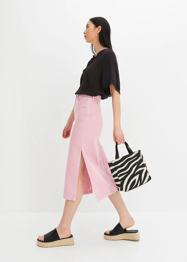 Blusa con encaje de viscosa sostenible Negro