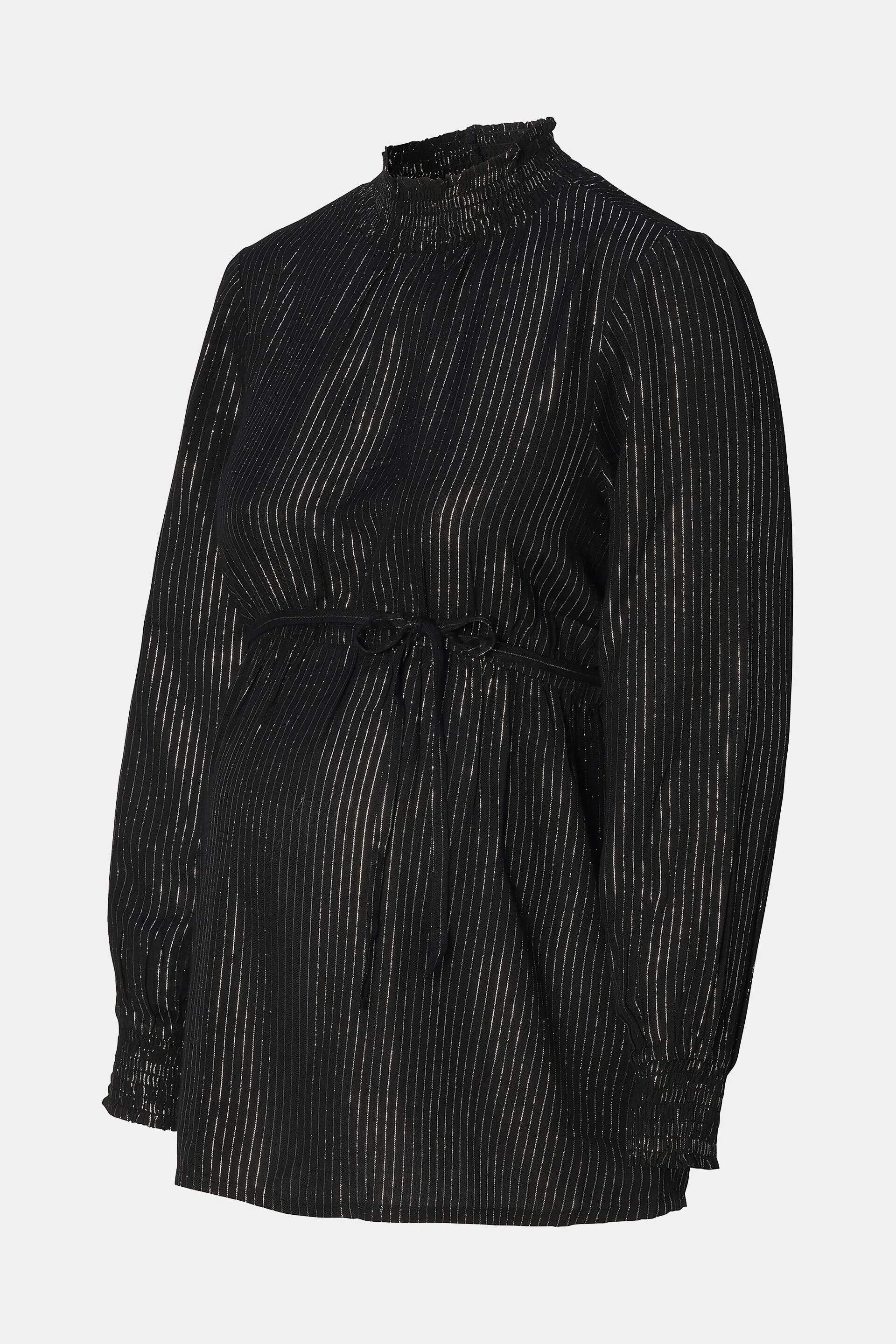 Blusa de rayas brillantes con cuello alto