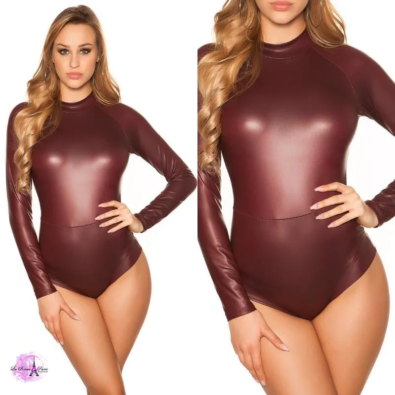 Body cuero vegano burdeos