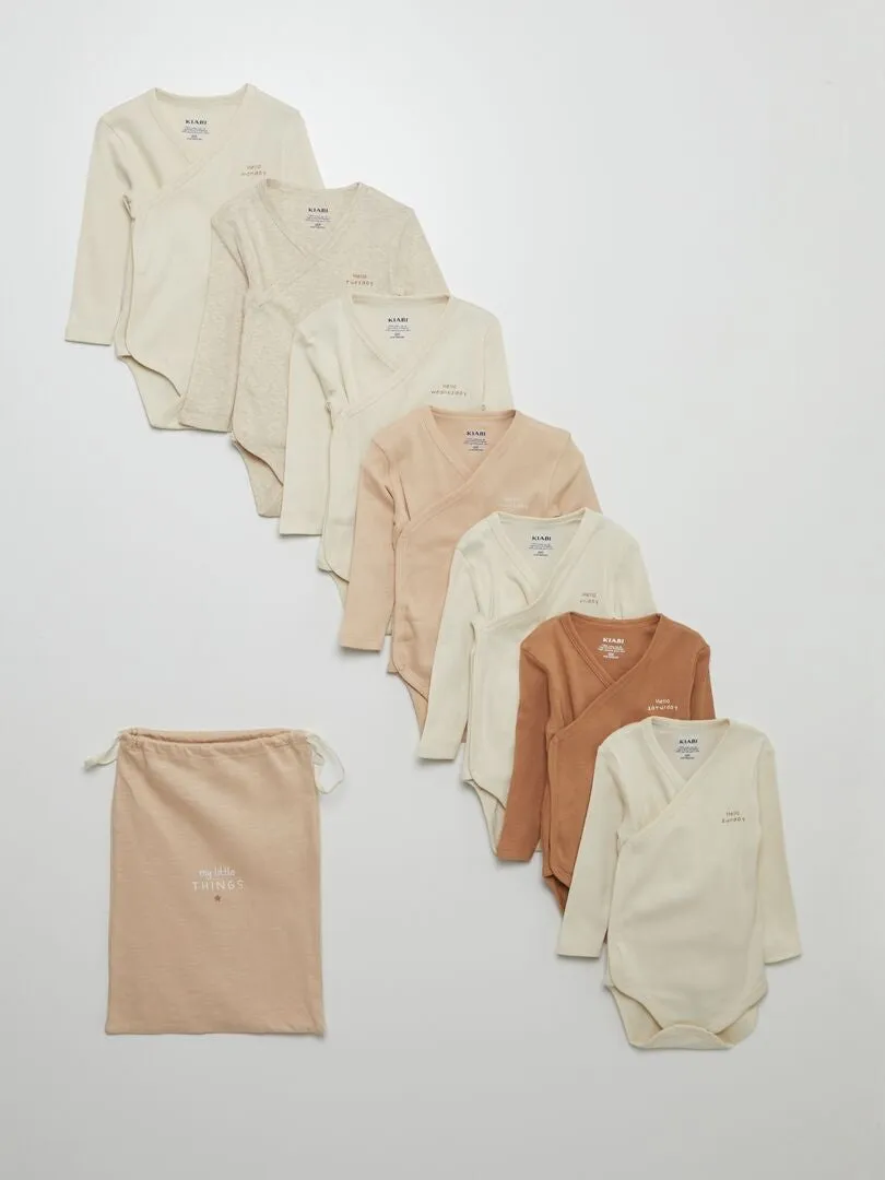 BOLSA CON PACK DE 7 BODIES  BEIGE