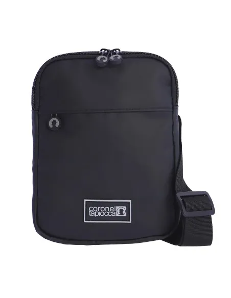 Bolso bandolera para hombre CORONEL TAPIOCCA Enzo de nylon revestido negro con cremallera