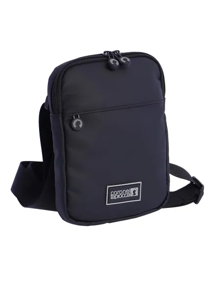 Bolso bandolera para hombre CORONEL TAPIOCCA Enzo de nylon revestido negro con cremallera